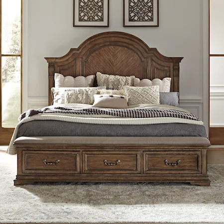Traditional Queen Storage Bed with 3 Drawers